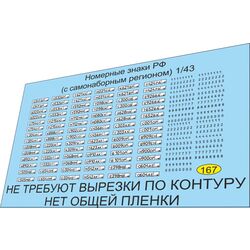 Набор декалей Номерные знаки РФ (самонаборный регион)